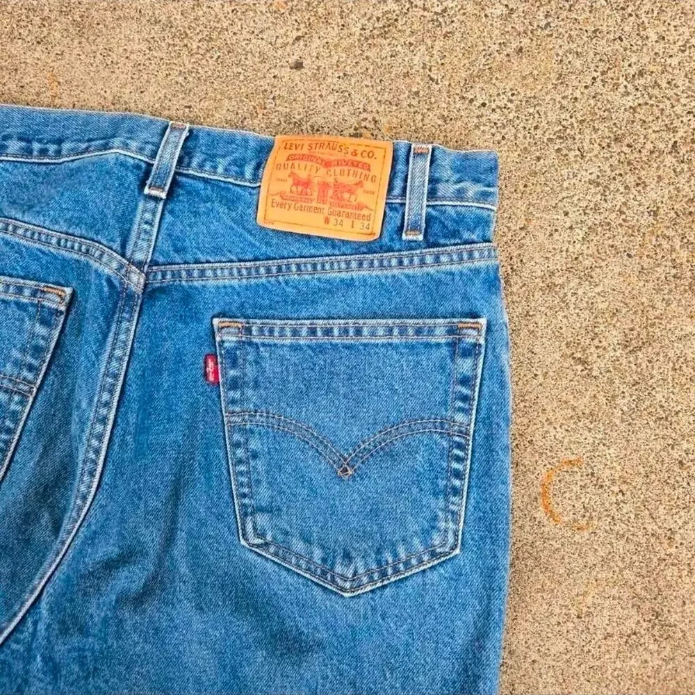 Vtg 90s LEVI'S Unnumbered Plain Medium Wash Straight Leg Denim Jeans 34 x 34